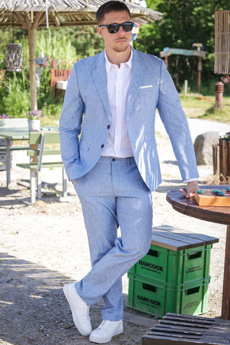 Jack & Jones Riviera Linen Blazer Nautical Blue - Image 2