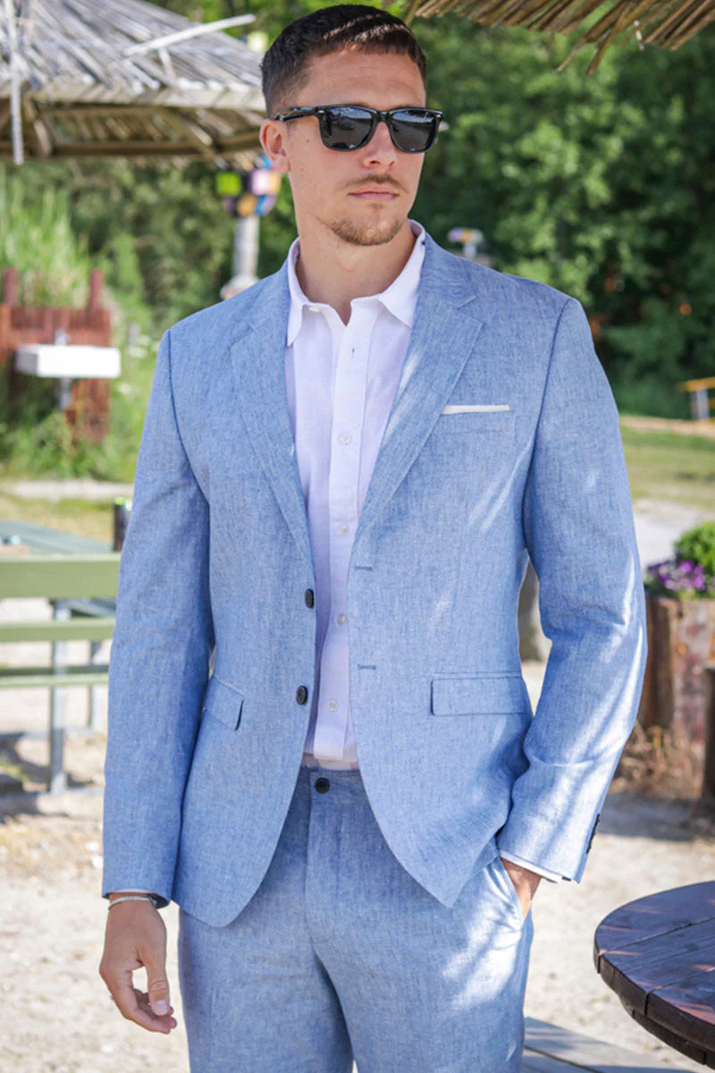 Jack & Jones Riviera Linen Blazer Nautical Blue - Image 5