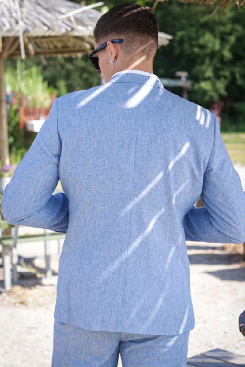 Jack & Jones Riviera Linen Blazer Nautical Blue - Image 7