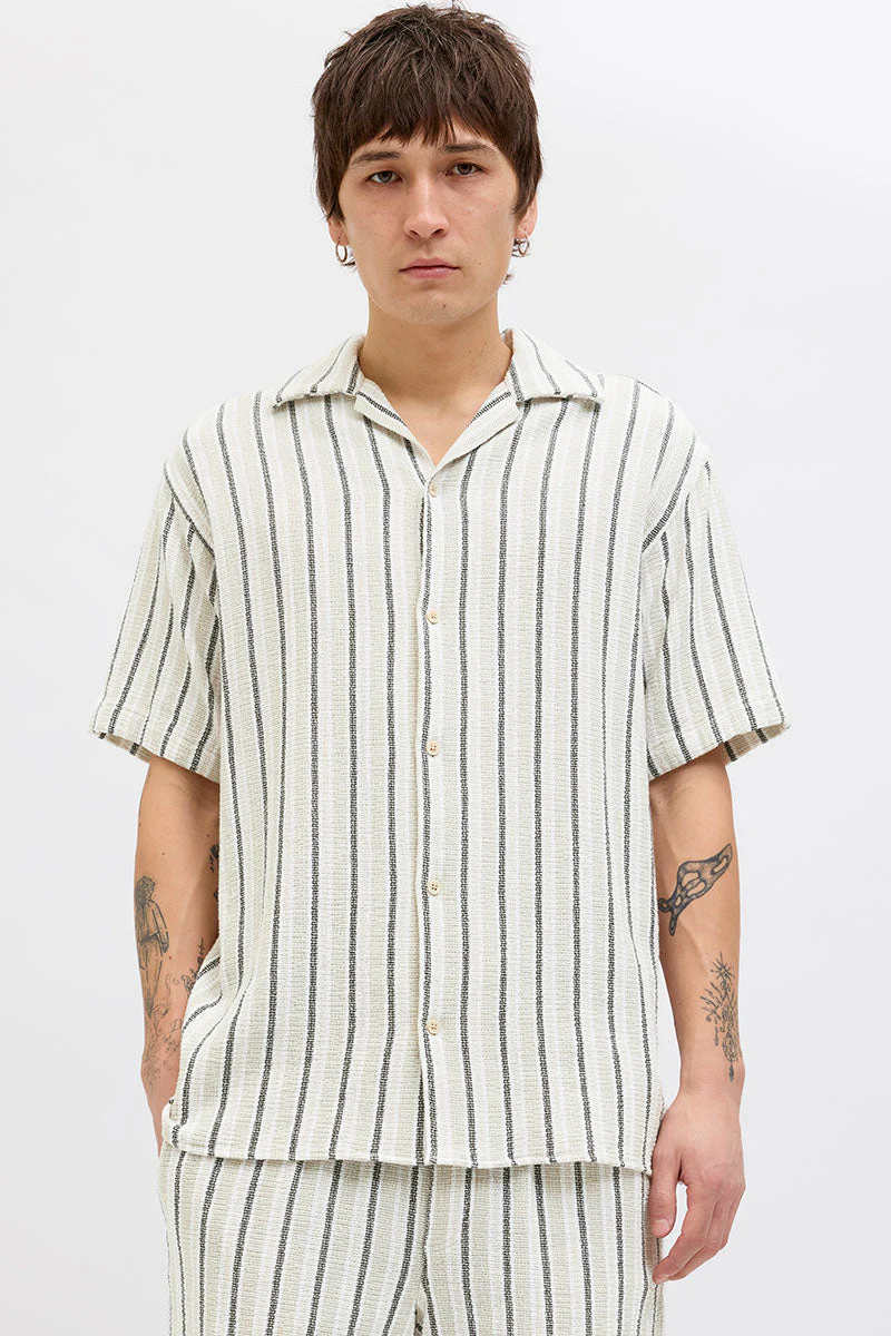 Jack & Jones Coba Stripe Resort Shirt SS Celadon Tint