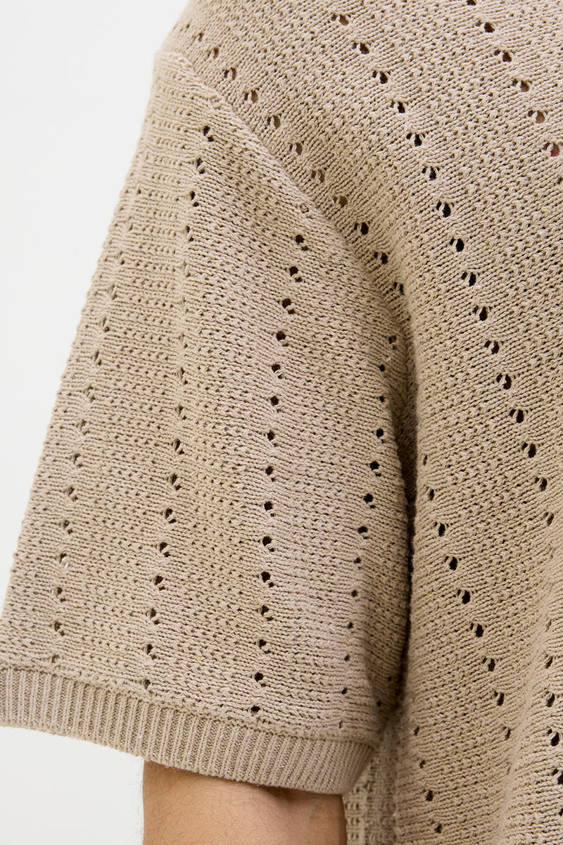 Jack & Jones Aros Knit Easter SS Crochet Polo Safari - Image 5