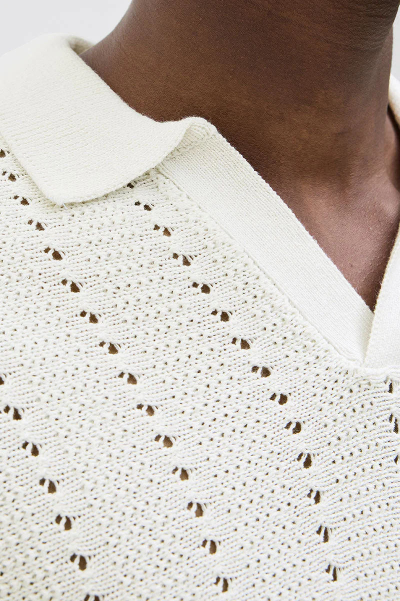 Jack & Jones Aros Knit Easter SS Crochet Polo Sea Salt - Image 5