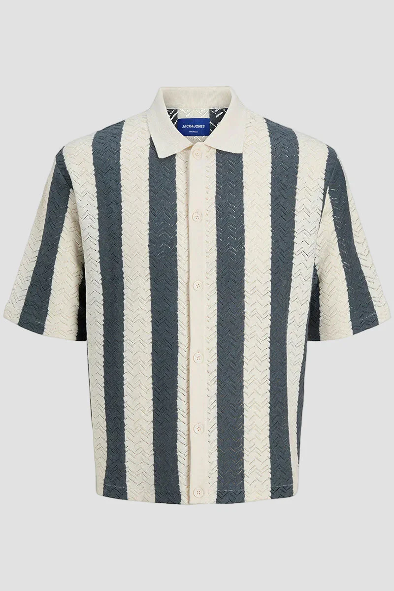 Jack & Jones Tyler Knit SS Polo Sea Salt Stripe - Image 6