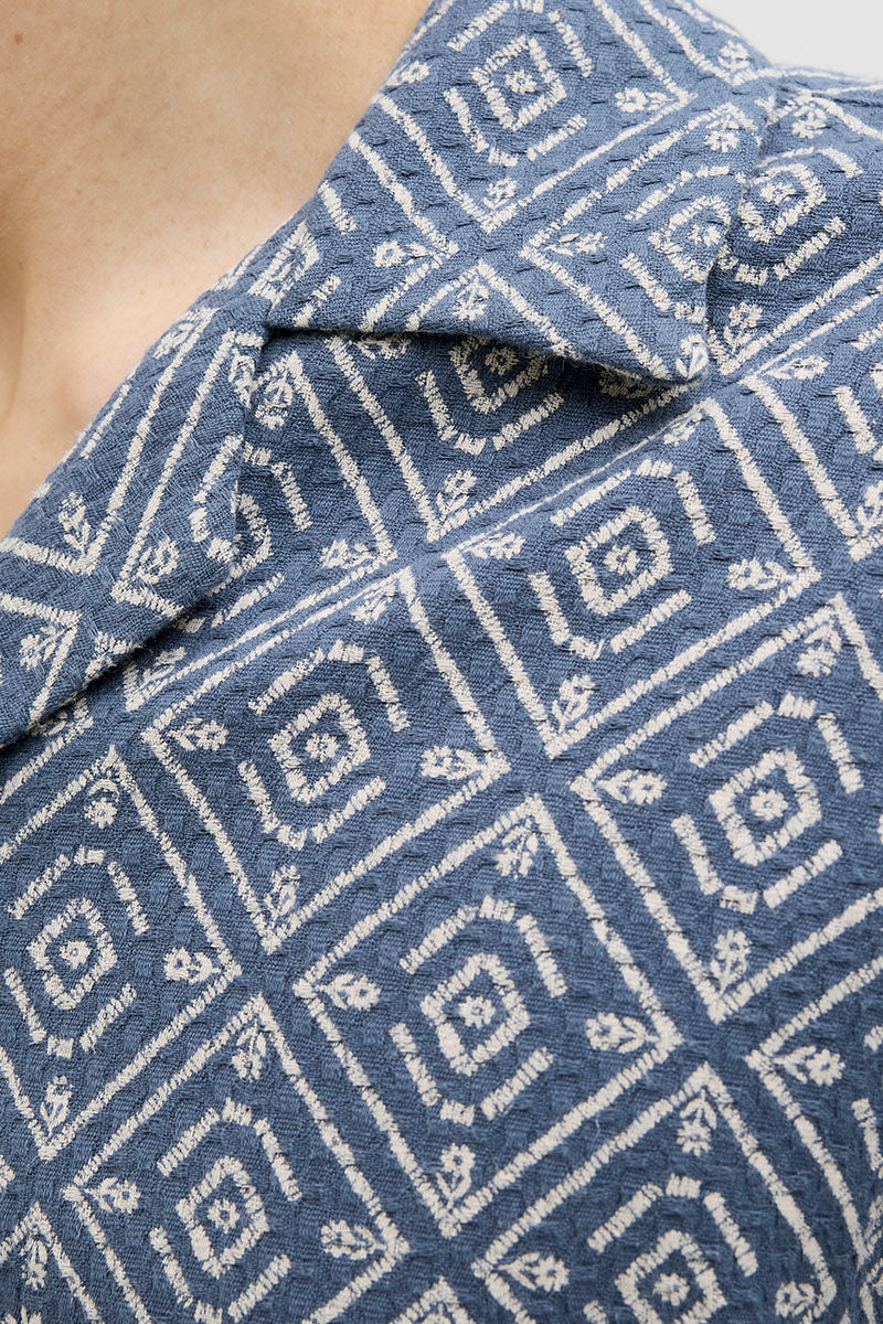Jack & Jones Vincent Print Resort SS Shirt Bering Sea - Image 3