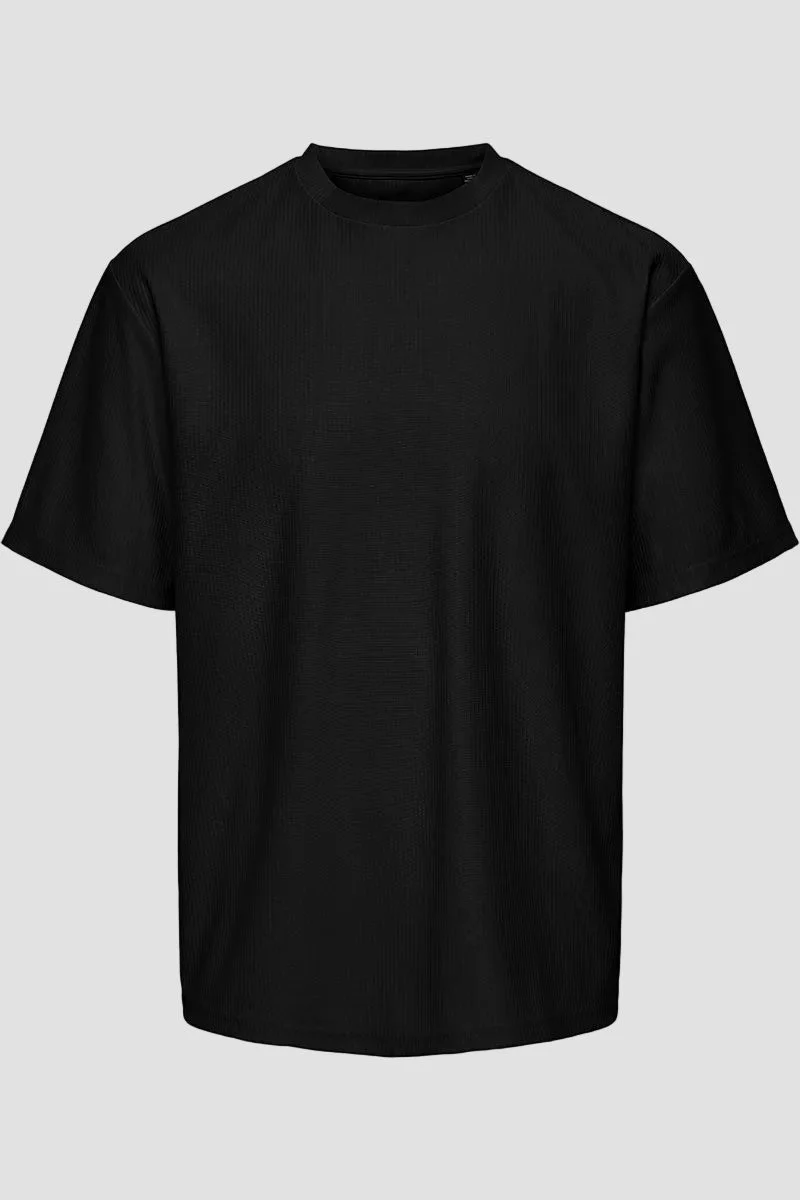 ONLY & SONS Fred Relaxed Plizze Tee Black - Image 3