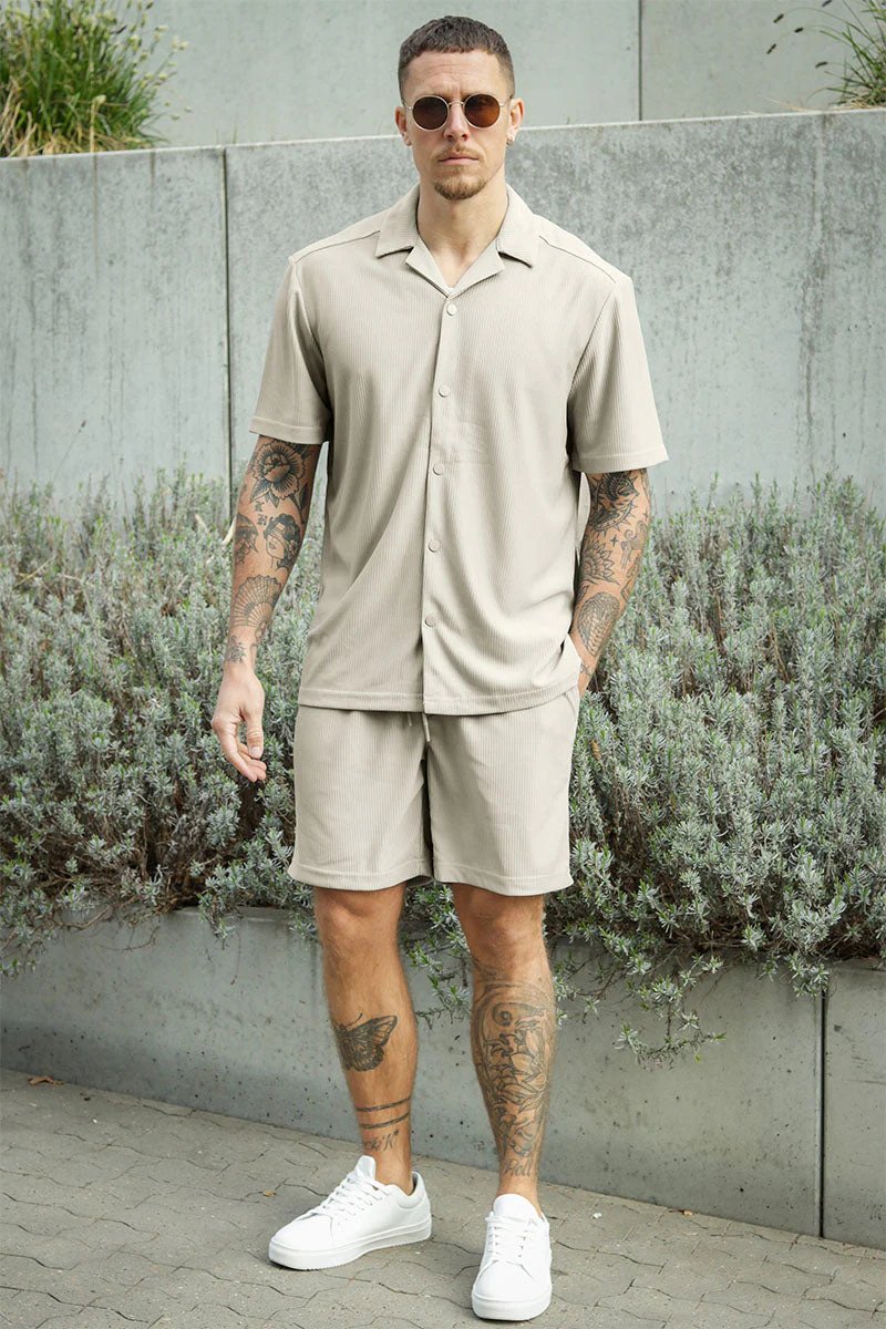 ONLY & SONS Kari Relaxed Plizze Resort SS Shirt Moonstruck - Image 2