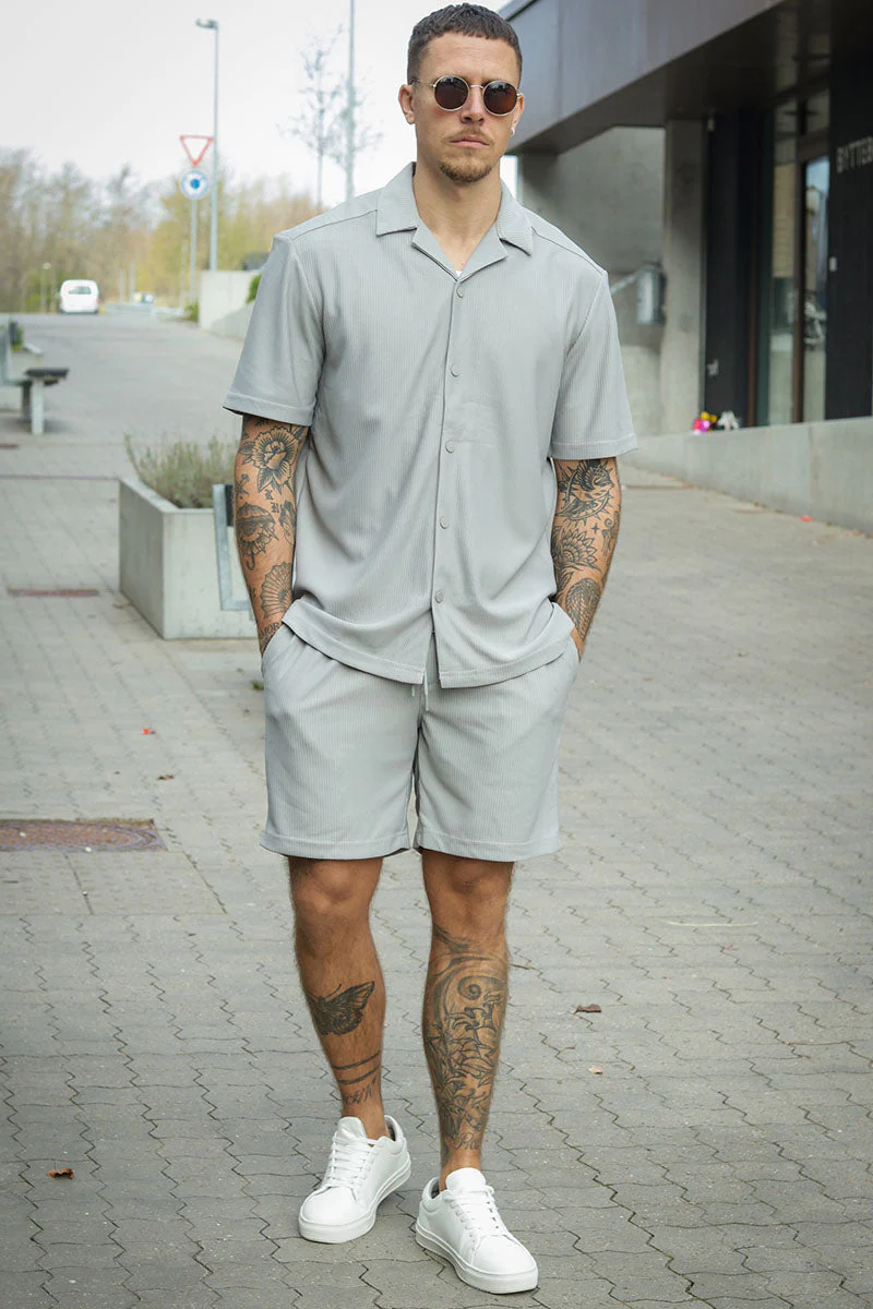ONLY & SONS Kari Relaxed Plizze Resort SS Shirt Limestone - Image 2