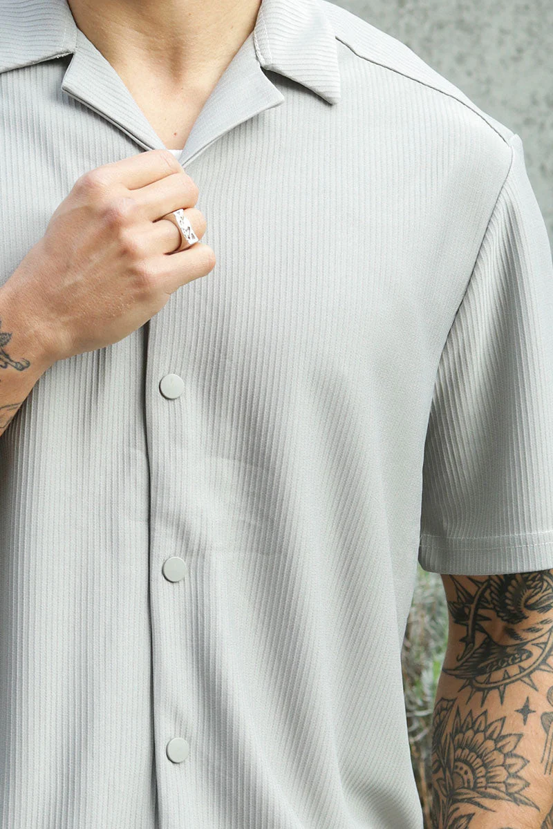 ONLY & SONS Kari Relaxed Plizze Resort SS Shirt Limestone - Image 3