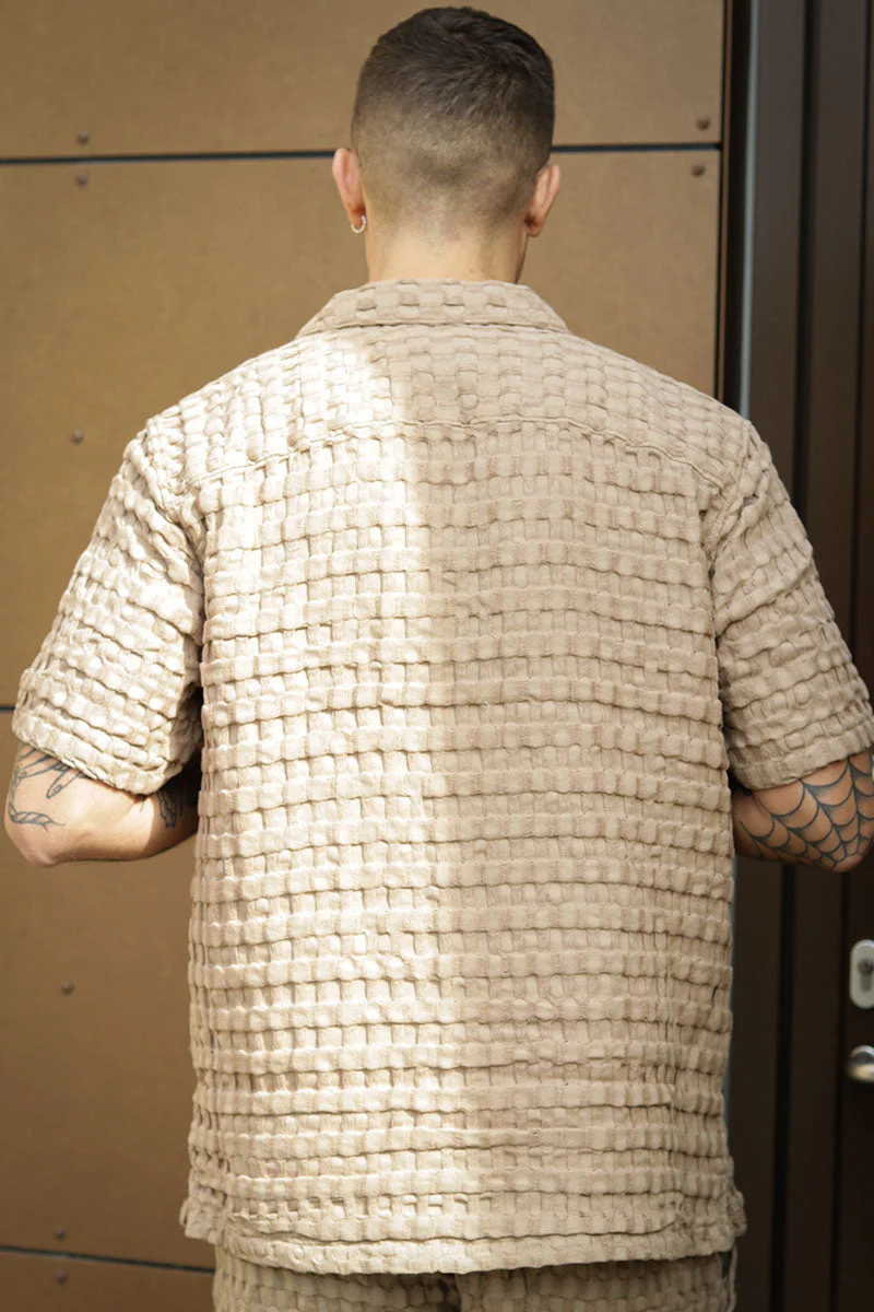 ONLY & SONS Braddock Regular SS Resort Waffle Shirt Chinchilla - Image 4