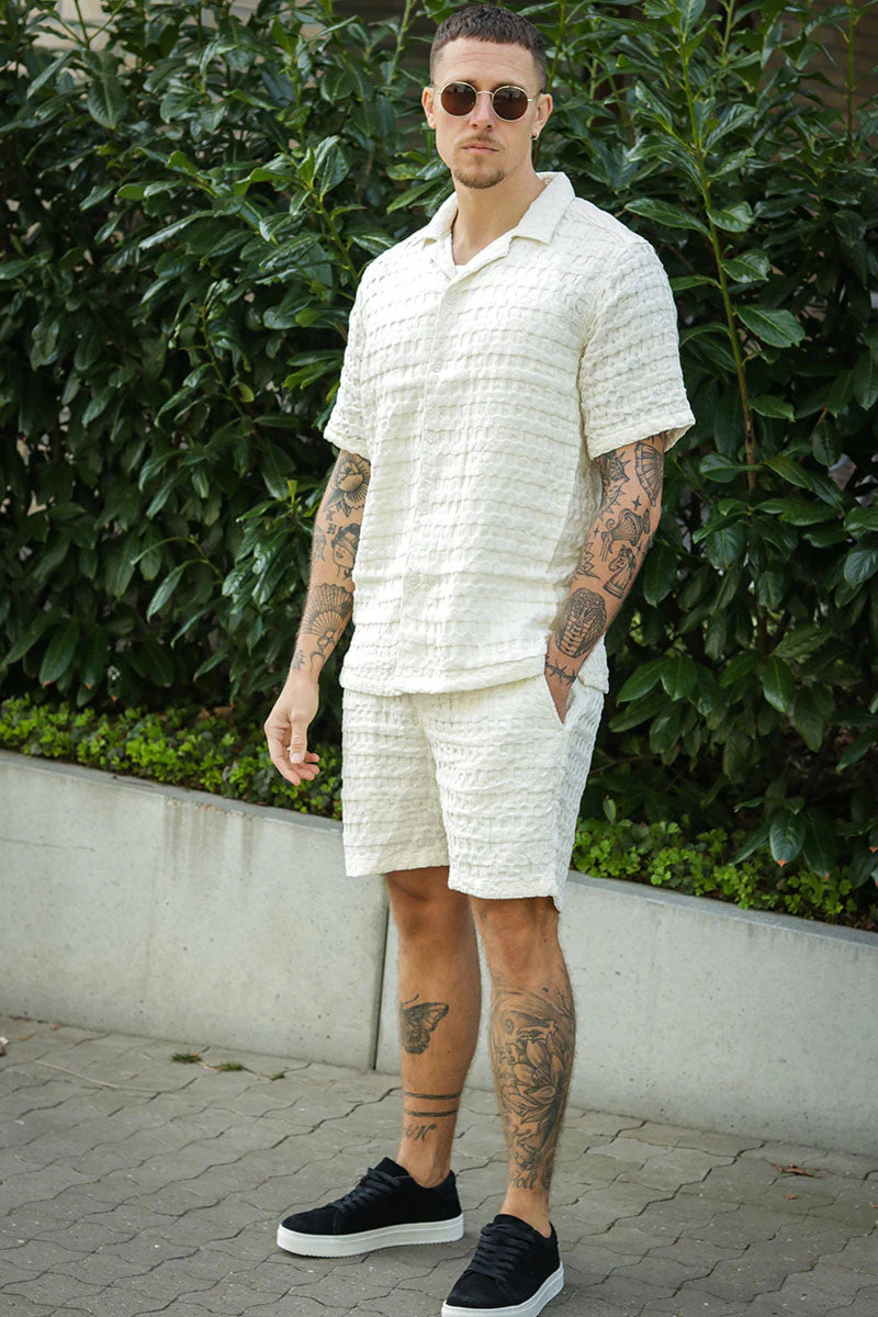 ONLY & SONS Braddock Regular SS Resort Waffle Shirt Egret - Image 2