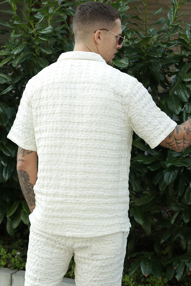 ONLY & SONS Braddock Regular SS Resort Waffle Shirt Egret - Image 4