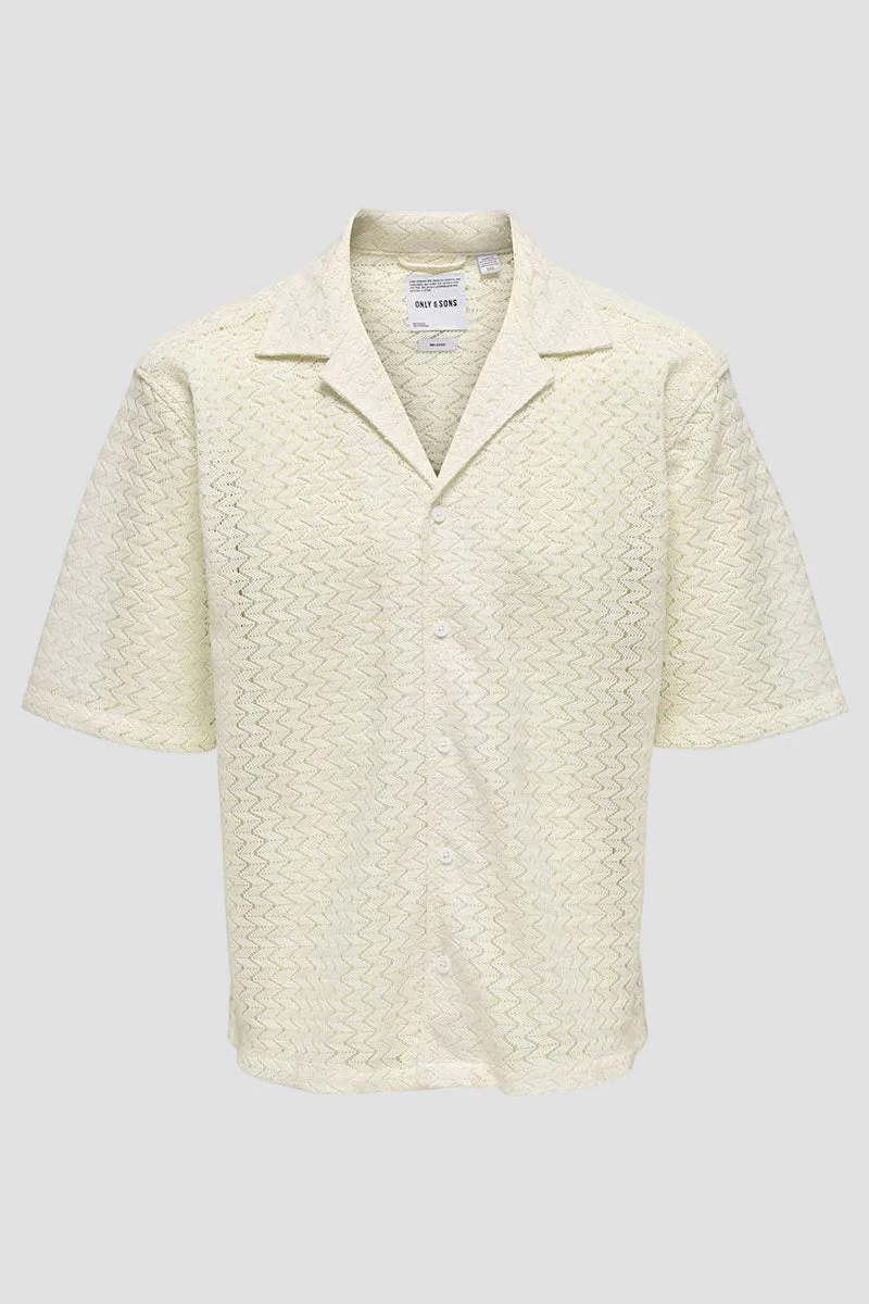 ONLY & SONS Novak Relax Resort SS Zigzag Shirt Egret - Image 4