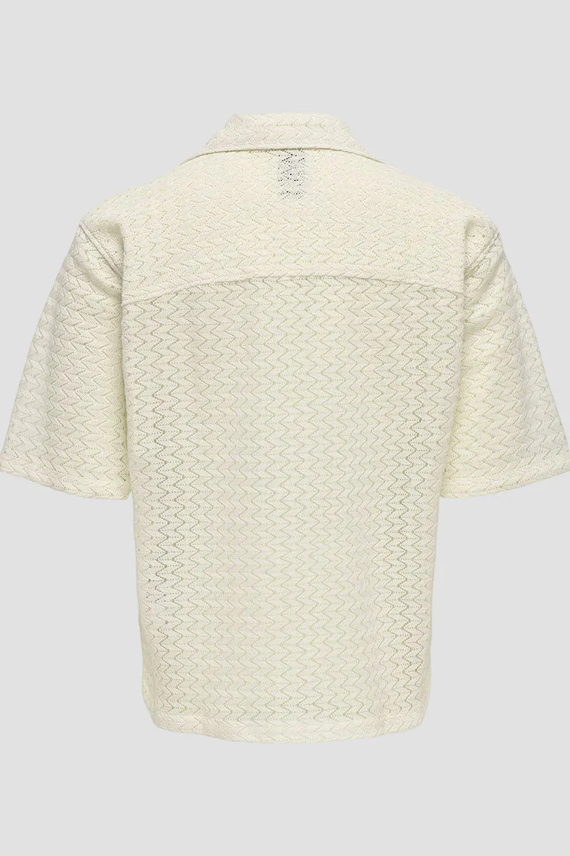 ONLY & SONS Novak Relax Resort SS Zigzag Shirt Egret - Image 5