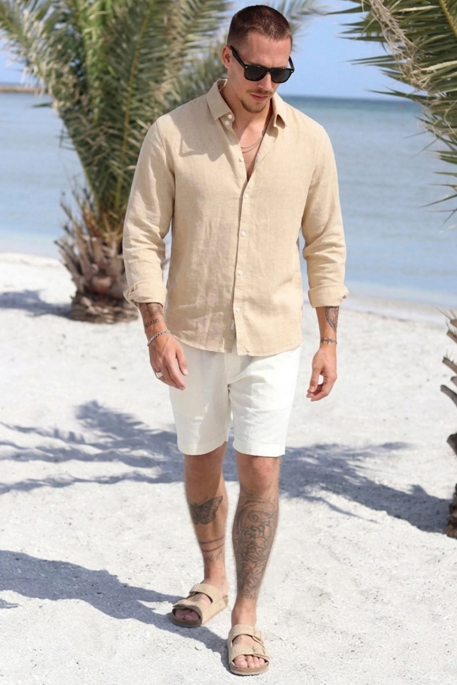 Solid Enea Allan Linen Shirt LS Curds & Whey - Image 2