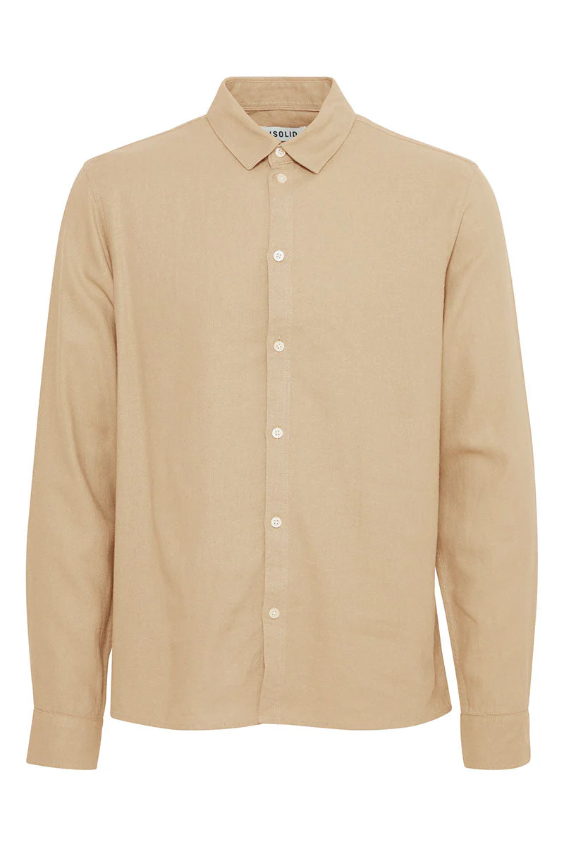 Solid Enea Allan Linen Shirt LS Curds & Whey - Image 3