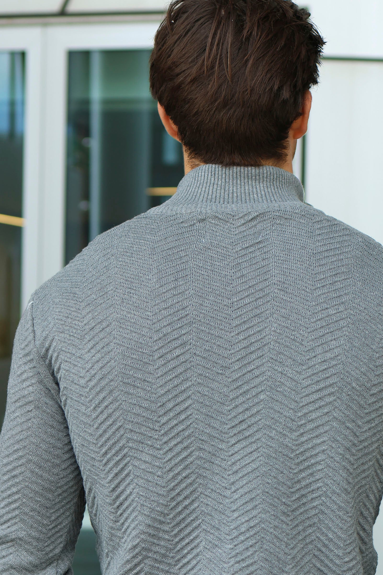 Kronstadt Carlo Cotton half zip knit Lt Grey Mix - Image 4