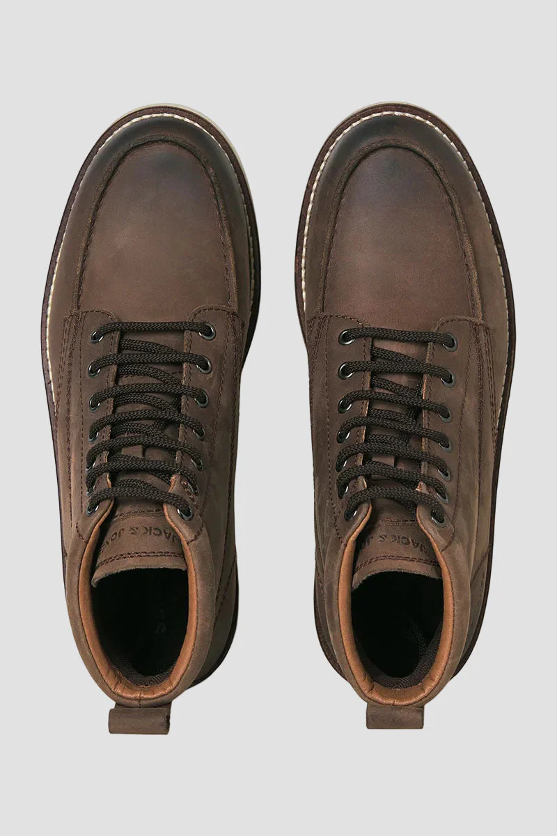 Jack & Jones Toronto Leather Boots Brown Stone - Image 3
