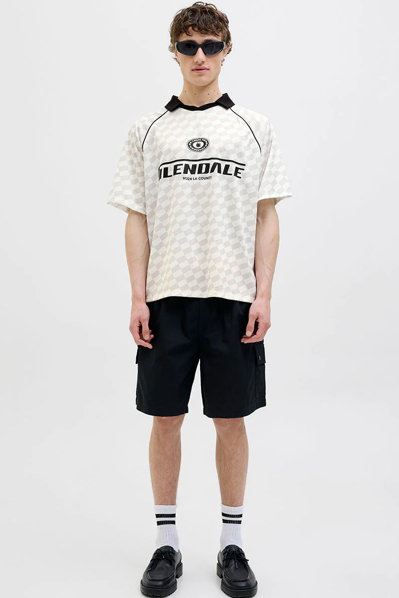 Jack & Jones Retreat AOP Mesh Open Collar Polo SS Cloud Dancer - Image 2