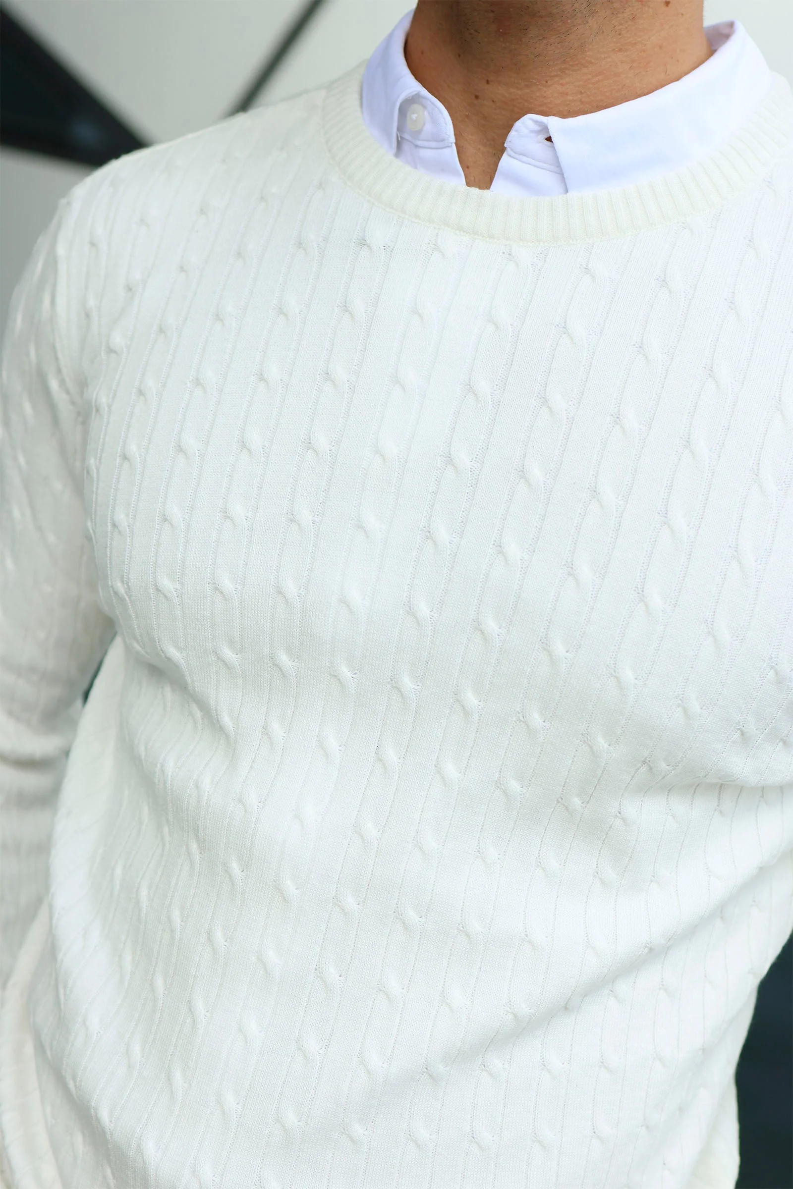 Kronstadt Cable Cotton Knit Snow White - Image 4