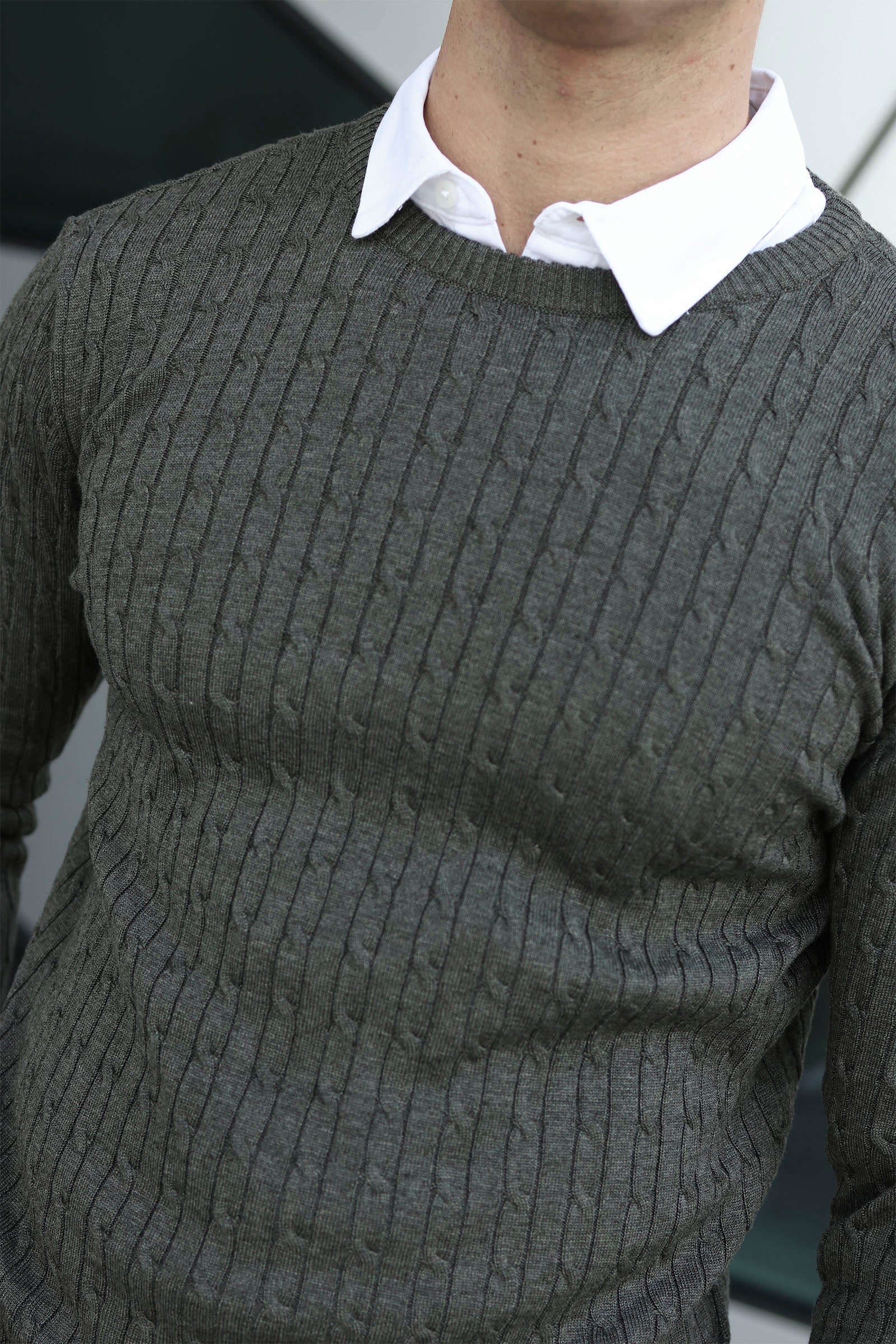Kronstadt Cable Cotton Knit Army mix - Image 3