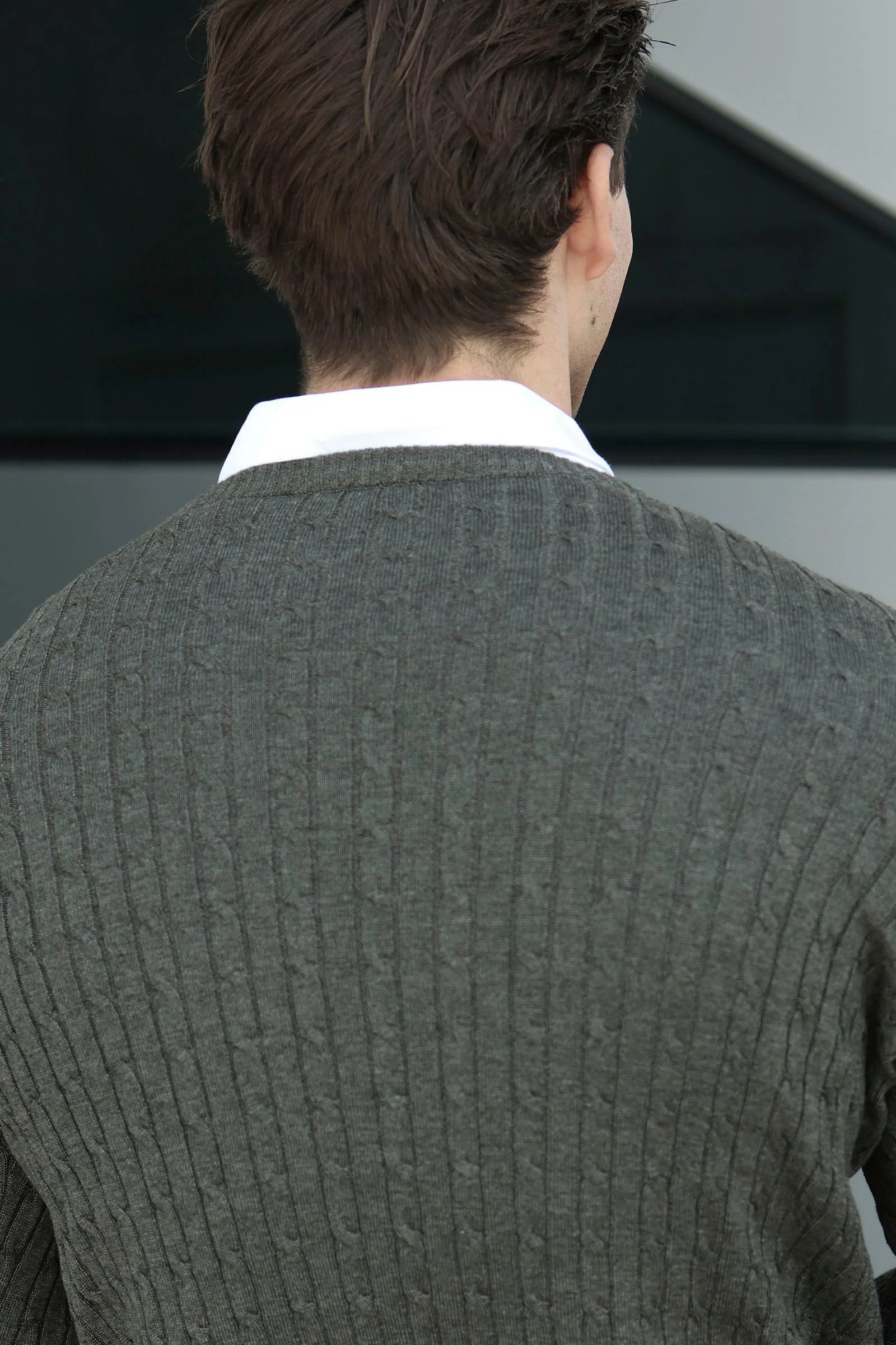 Kronstadt Cable Cotton Knit Army mix - Image 4