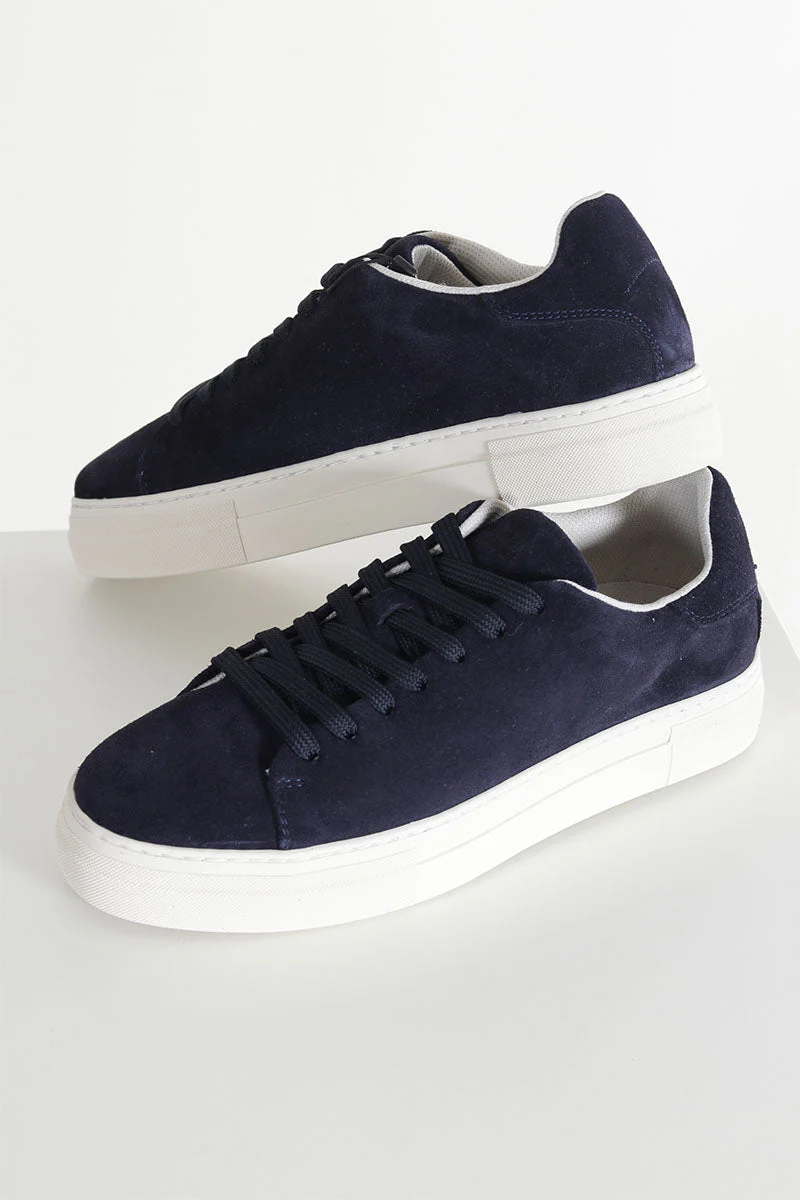 Selected David Chunky Suede Sneaker Dark Navy - Image 4