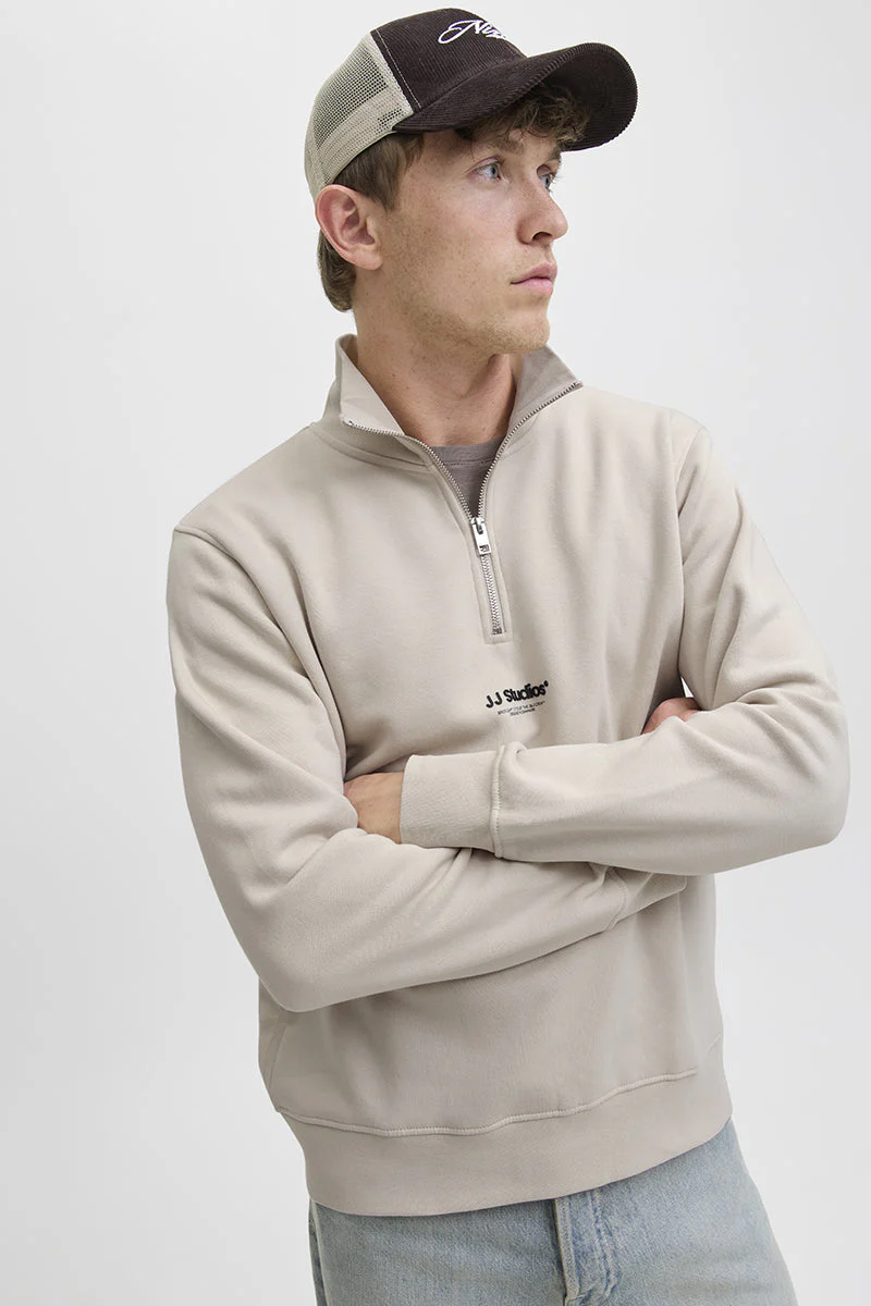 Jack & Jones Soho Sweat Half Zip Moonbeam - Image 3