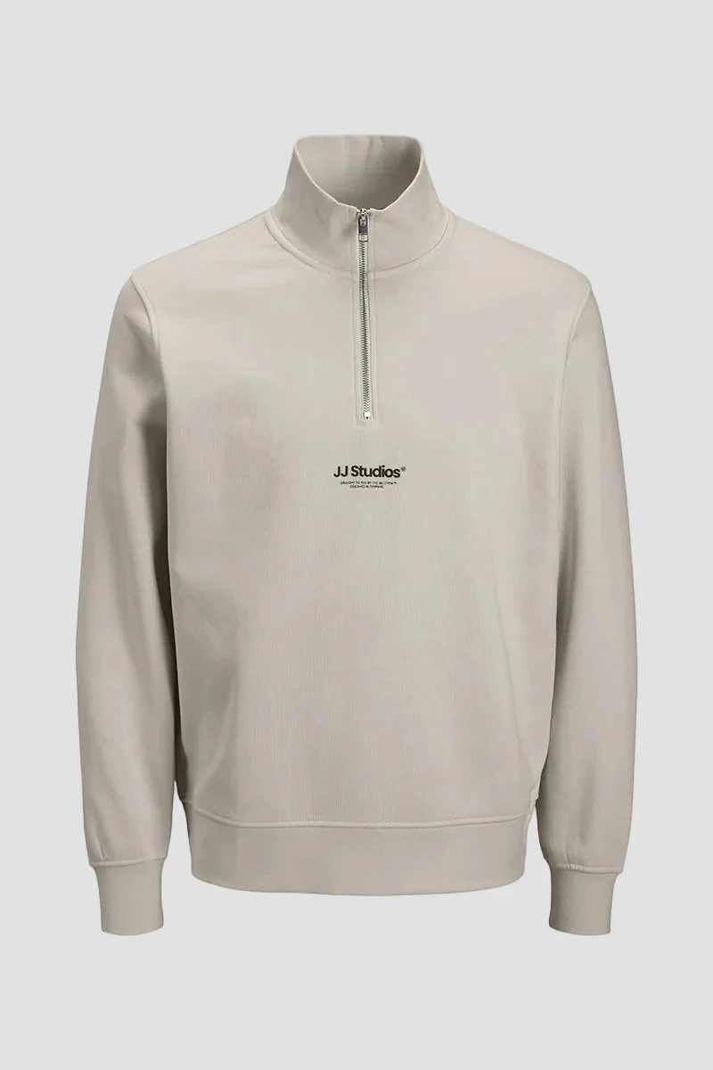 Jack & Jones Soho Sweat Half Zip Moonbeam - Image 7
