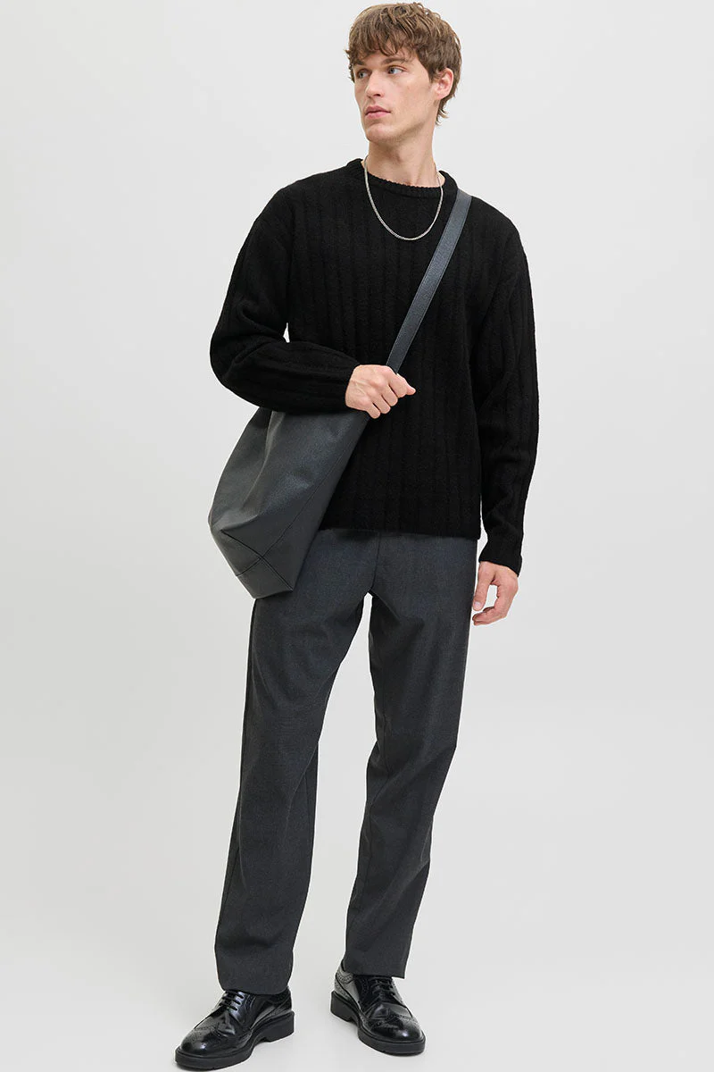 Jack & Jones Bradley Carter Knit Crew Neck Black - Image 2