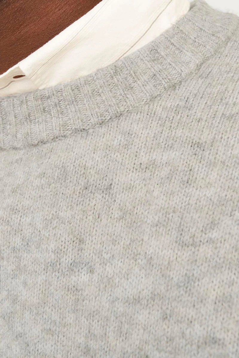 Jack & Jones Soho Ollie Knit Crew Neck Light Grey Melange - Image 4