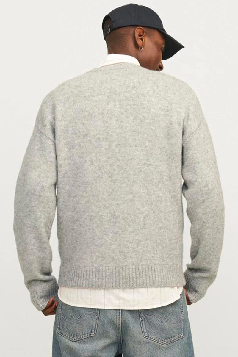 Jack & Jones Soho Ollie Knit Crew Neck Light Grey Melange - Image 6