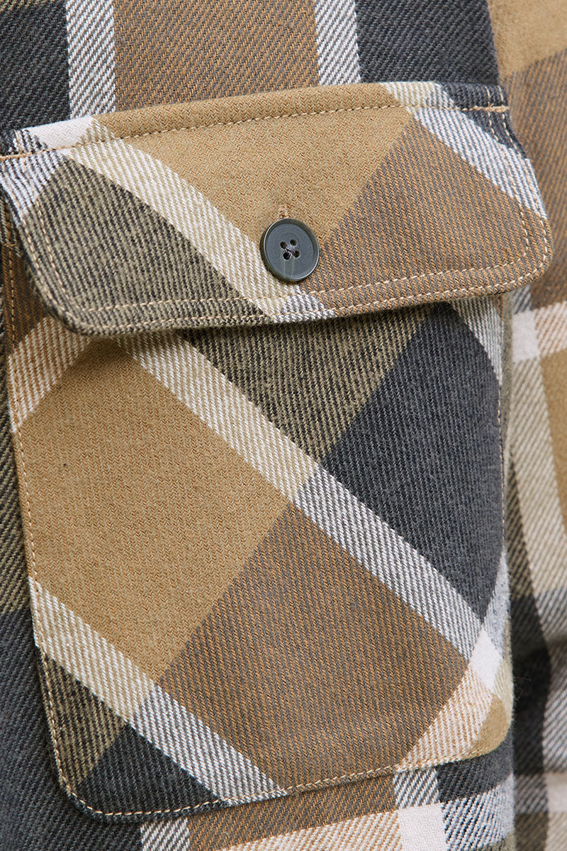 Jack & Jones Rayle Melange Check LS Overshirt Malt Ball - Image 4
