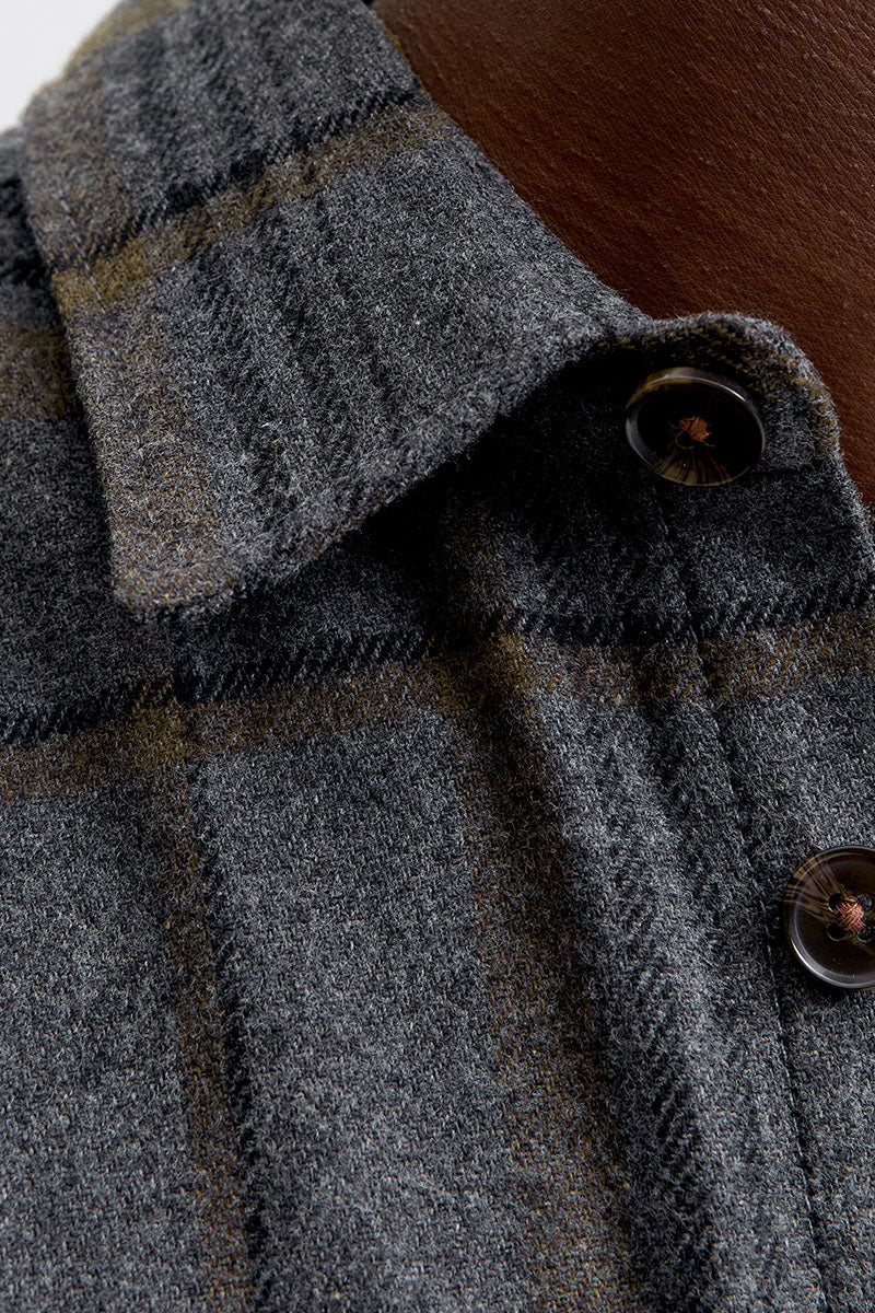 Jack & Jones Rayle Melange Check LS Overshirt Dark Grey - Image 3