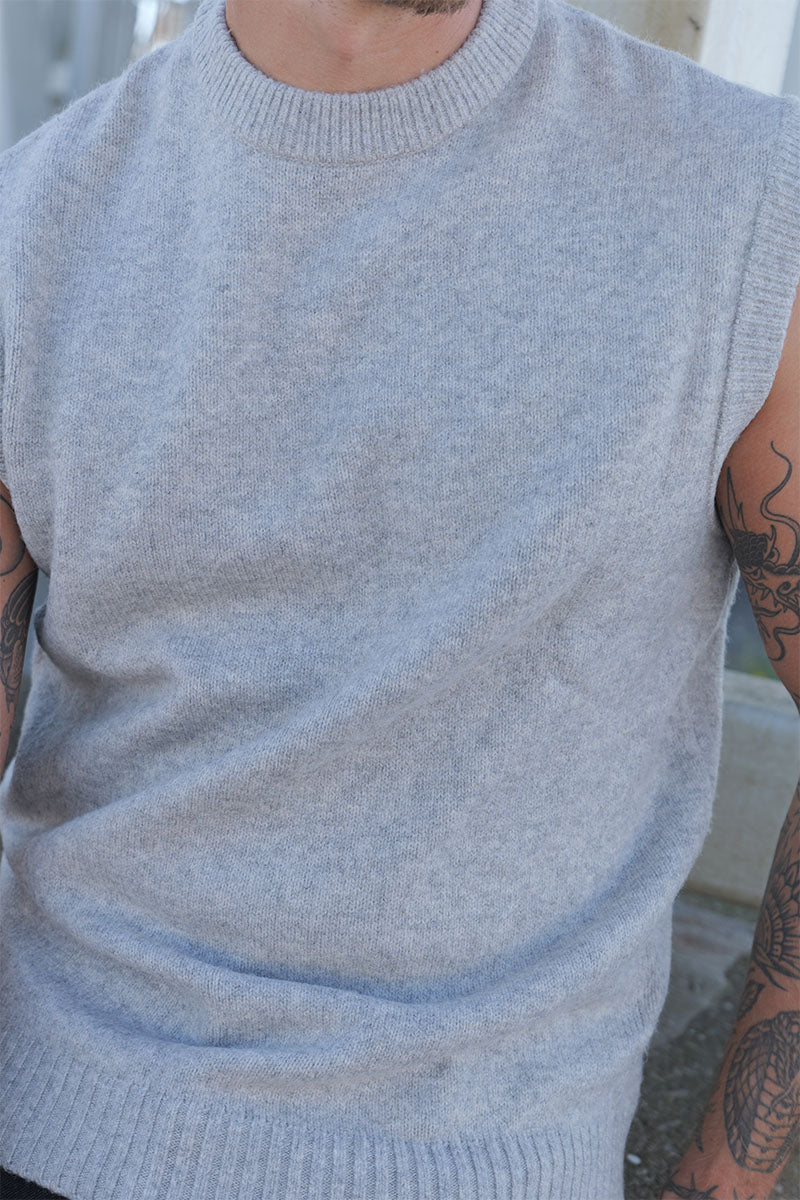 Jack & Jones Soho Ollie Knit Vest Light Grey Melange - Image 4
