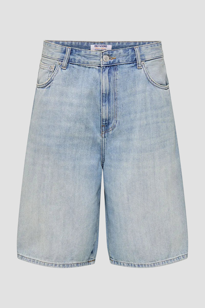 ONLY & SONS Carl Ballloon Fit Shorts Light Blue Denim - Image 4