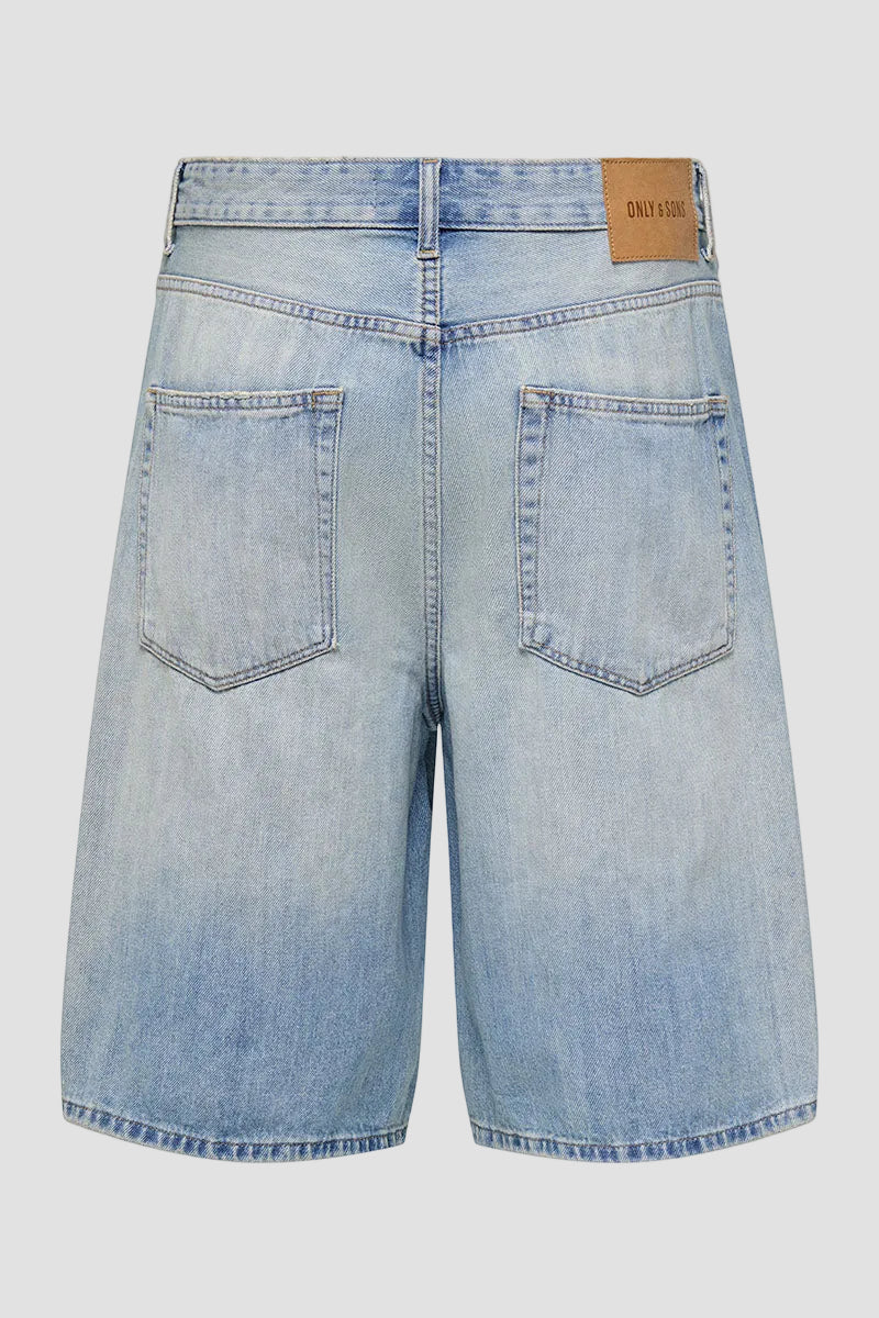 ONLY & SONS Carl Ballloon Fit Shorts Light Blue Denim - Image 5
