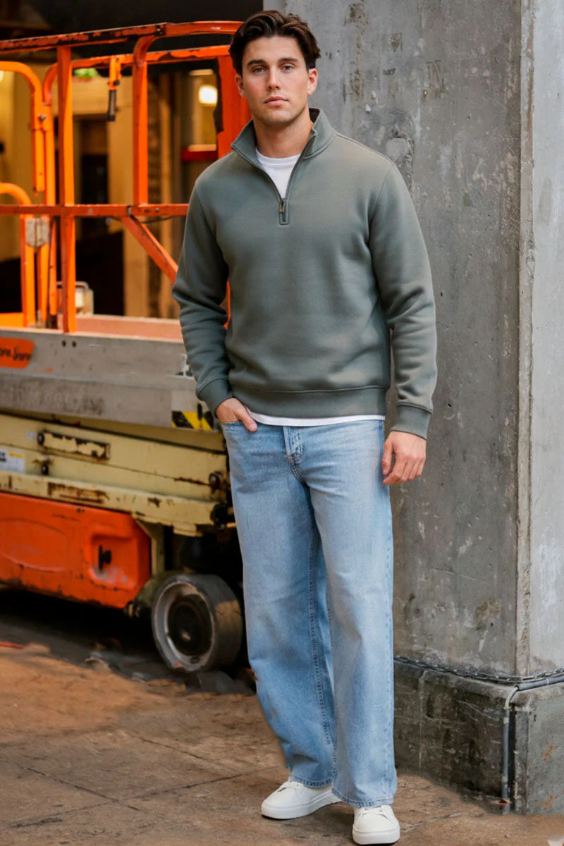 ONLY & SONS Ceres Half Zip Sweat Castor Gray - Image 2
