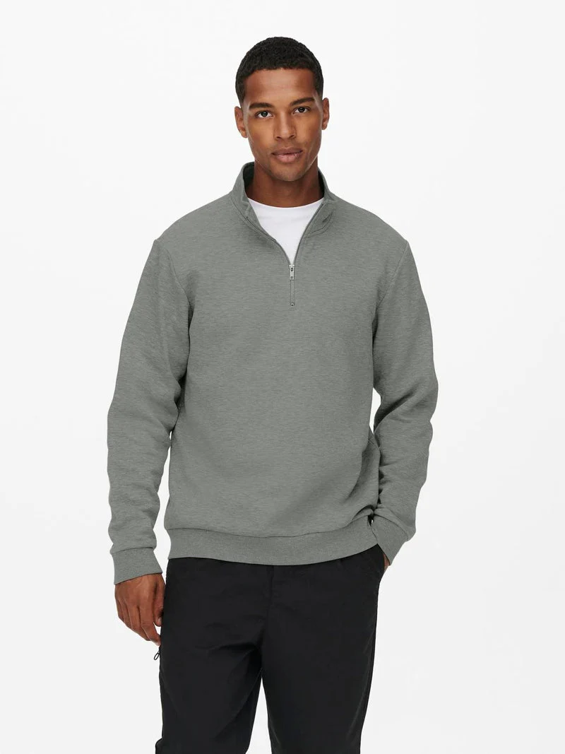 ONLY & SONS Ceres Half Zip Sweat Castor Gray - Image 6