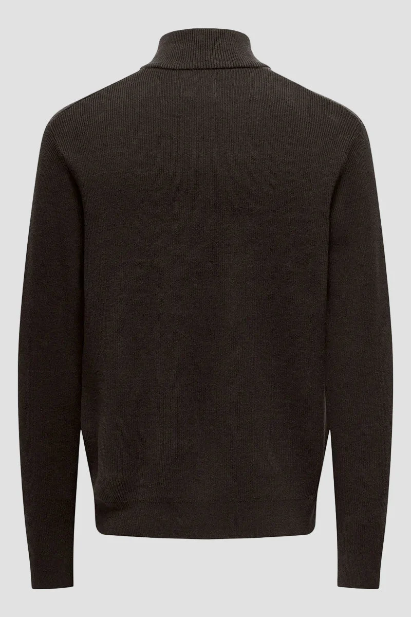 ONLY & SONS Phil Cotton Half Zip Knit Demitasse - Image 6