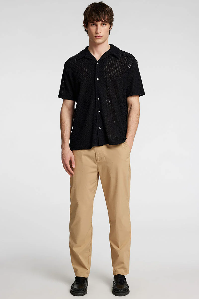 Selected Bane Relax Fit Jacqaurd Shirt SS Black - Image 2