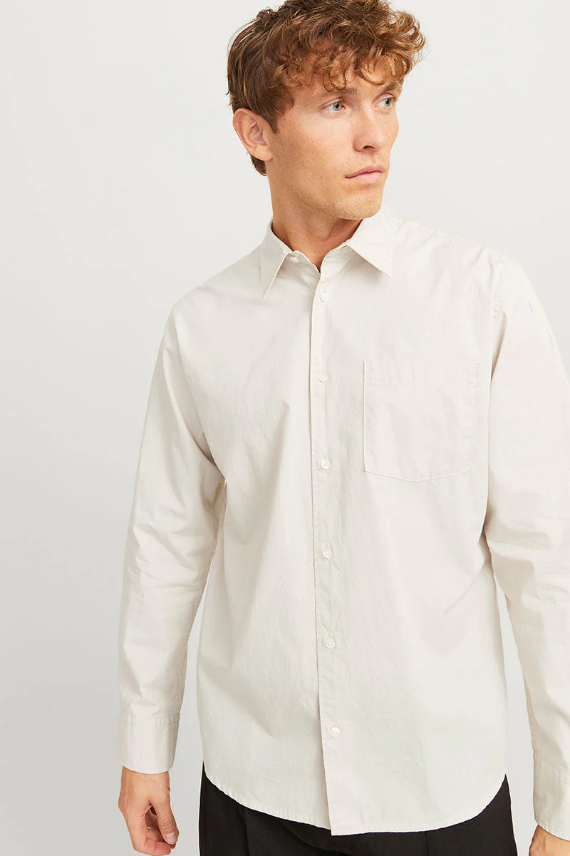 Jack & Jones Cody Relaxed Fit Poplin LS Shirt Moonbeam - Image 3