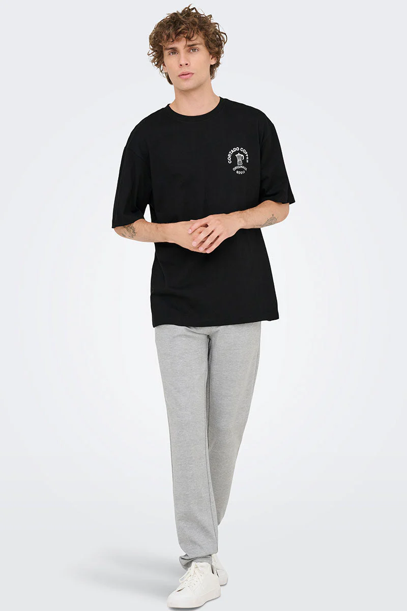 ONLY & SONS Nathan Backprint Relaxed Fit Tee Black Coffee - Image 3