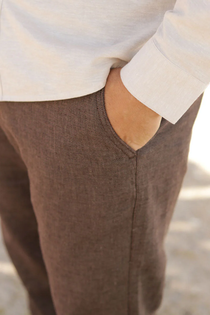 Selected Brody Linen Pants Chocolate Torte - Image 4