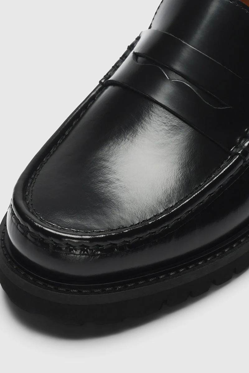 Selected Hugo Leather Plain Penny Loafer Black - Image 3
