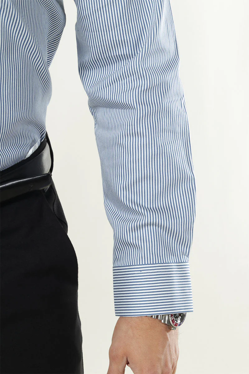 Selected Performance Stretch LS Shirt True Navy Stripe - Image 3