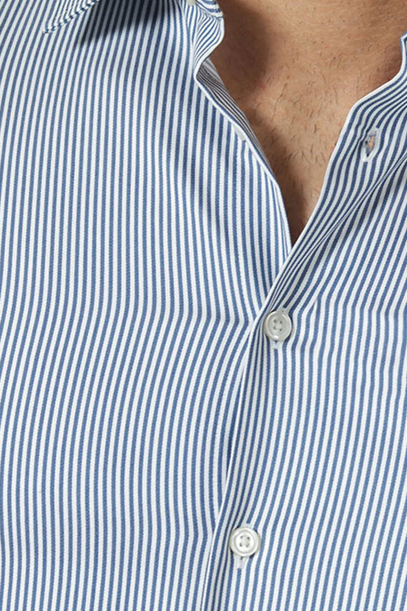 Selected Performance Stretch LS Shirt True Navy Stripe - Image 5
