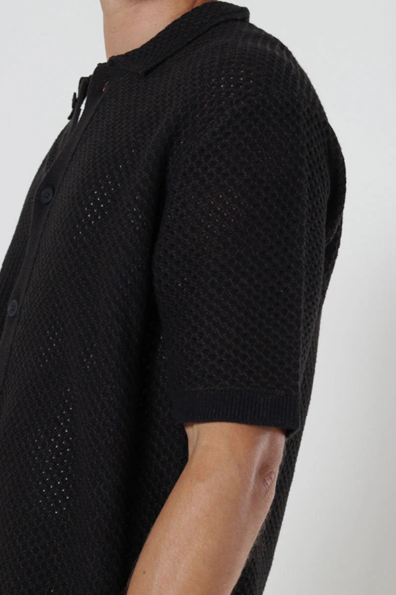 Selected Ginger SS Knit Relaxed Fit Polo Black - Image 4
