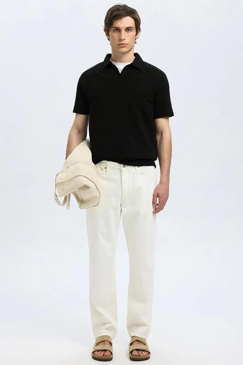 Selected Blake Split Neck Regular Fit SS Polo Black - Image 2