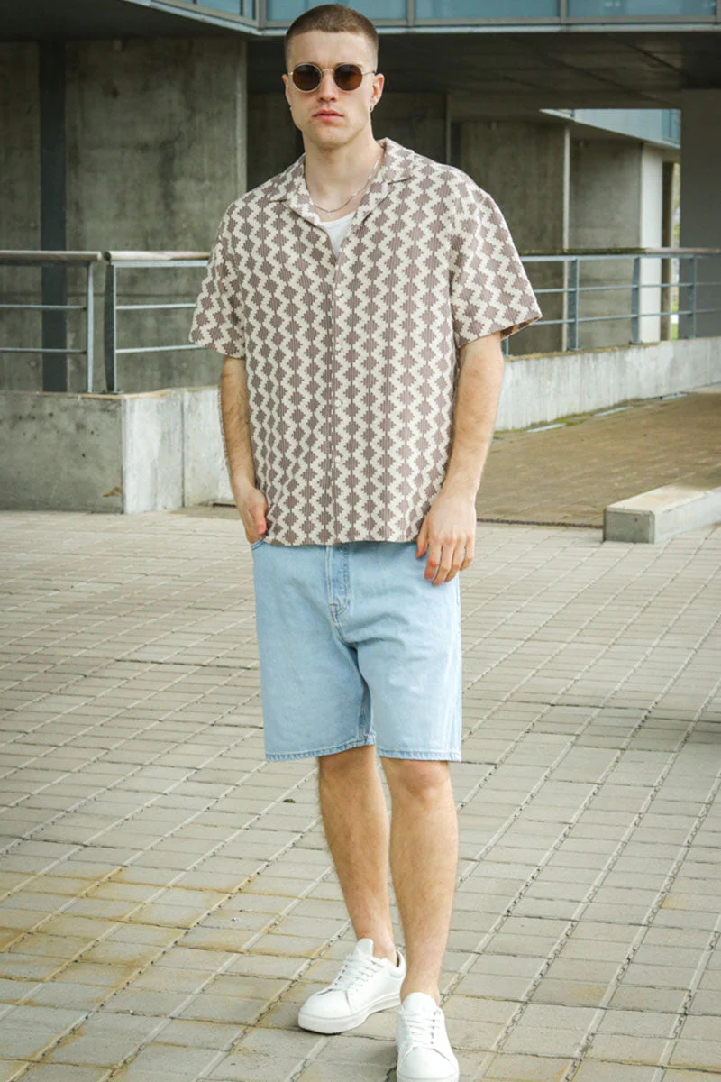 Jack & Jones Summer Luke Regular Fit Texture Resort Shirt SS Mocha Meringue - Image 2
