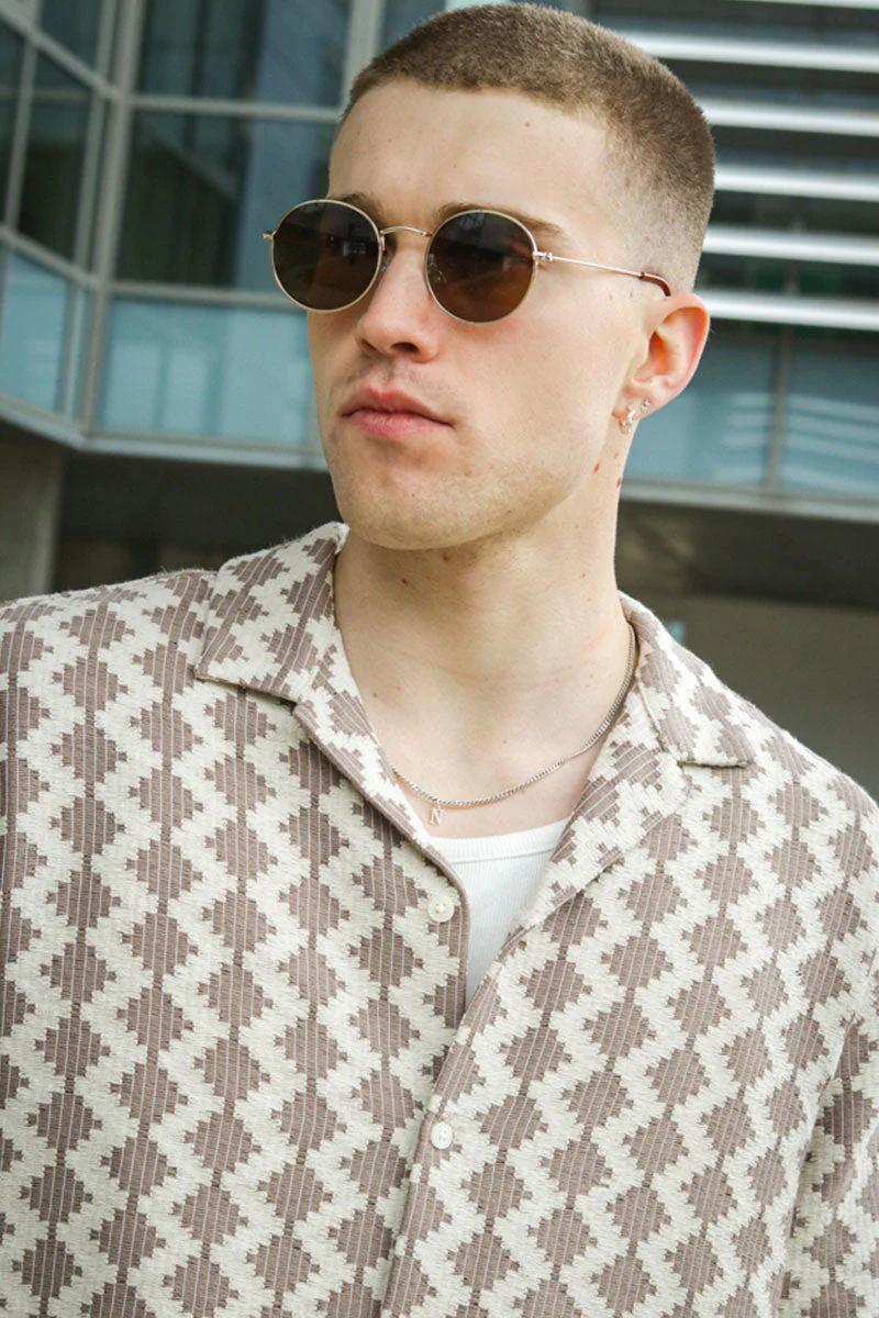 Jack & Jones Summer Luke Regular Fit Texture Resort Shirt SS Mocha Meringue - Image 4